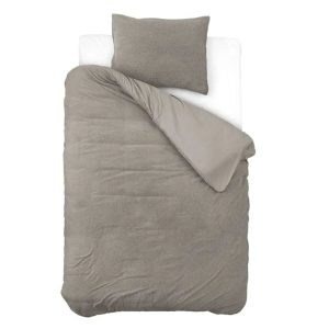 Droomtextiel Teddy Dekbedovertrek Kaki – 140×200/220 cm