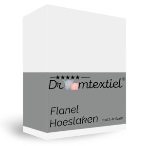 Droomtextiel Hoeslaken Flanel Wit – 90×200 cm